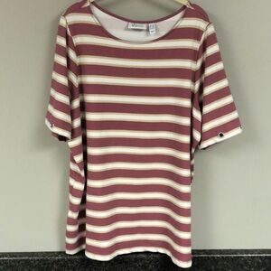 Denim & Co striped grommet detail shirt 1x